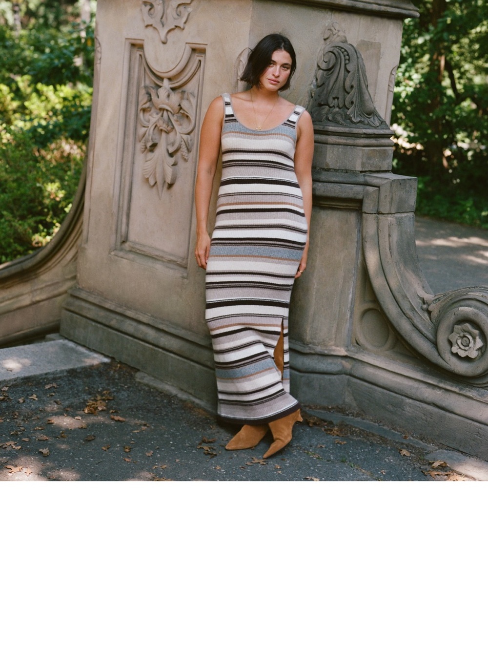 AF Striped Knit Maxi Dress in Neutral Tones